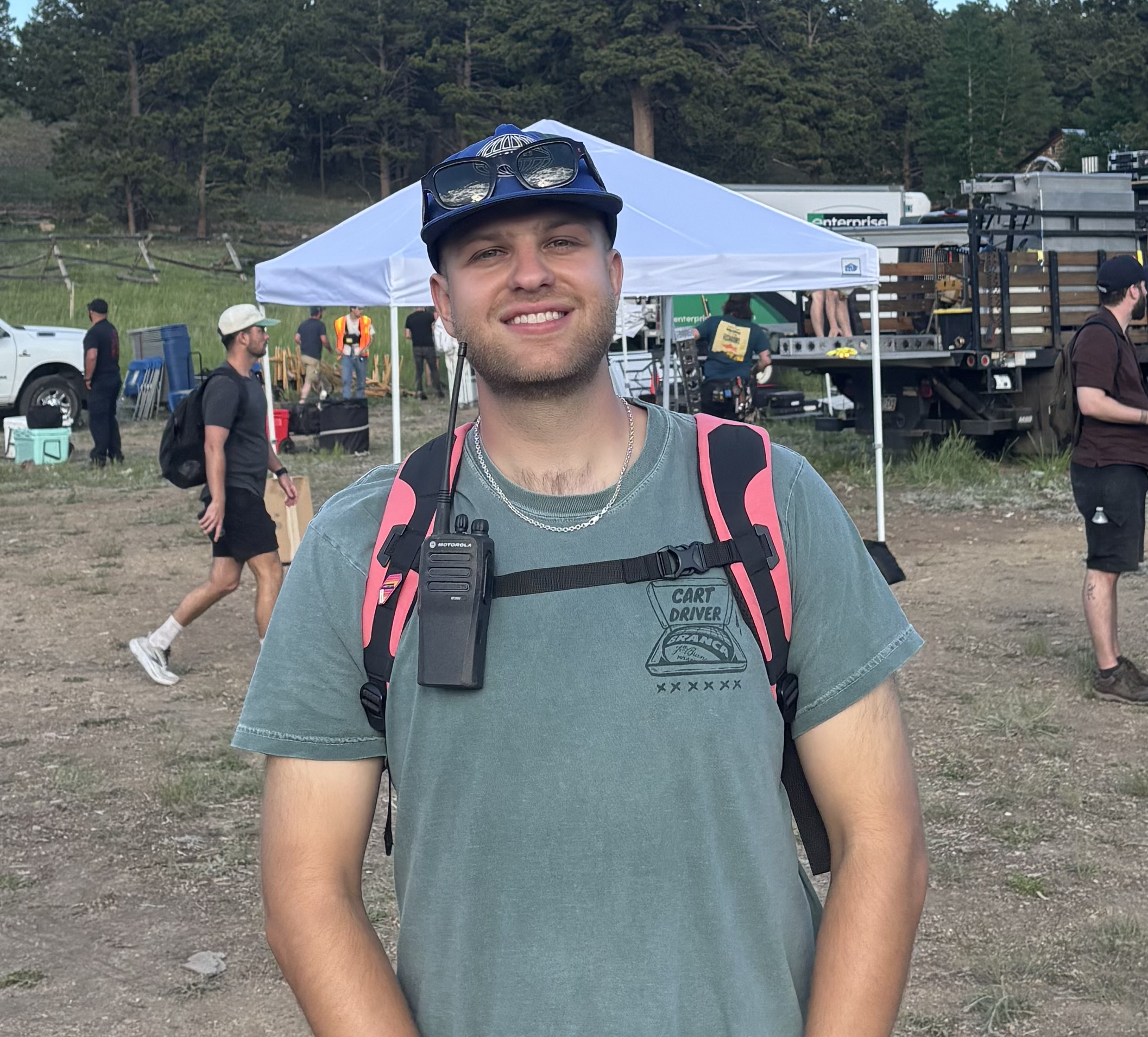 Connor Annand on set